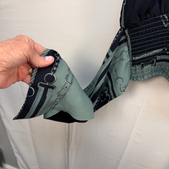 Ann Taylor NWT Kimono Surplice Tie Peplum Career Blouse Green/blue Medium - Picture 7 of 14